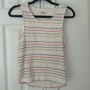Madewell Cream/Rainbow Smocked Sleeveless Tank Top